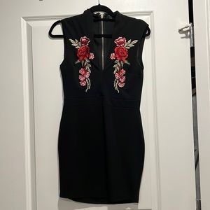 Black floral design dress